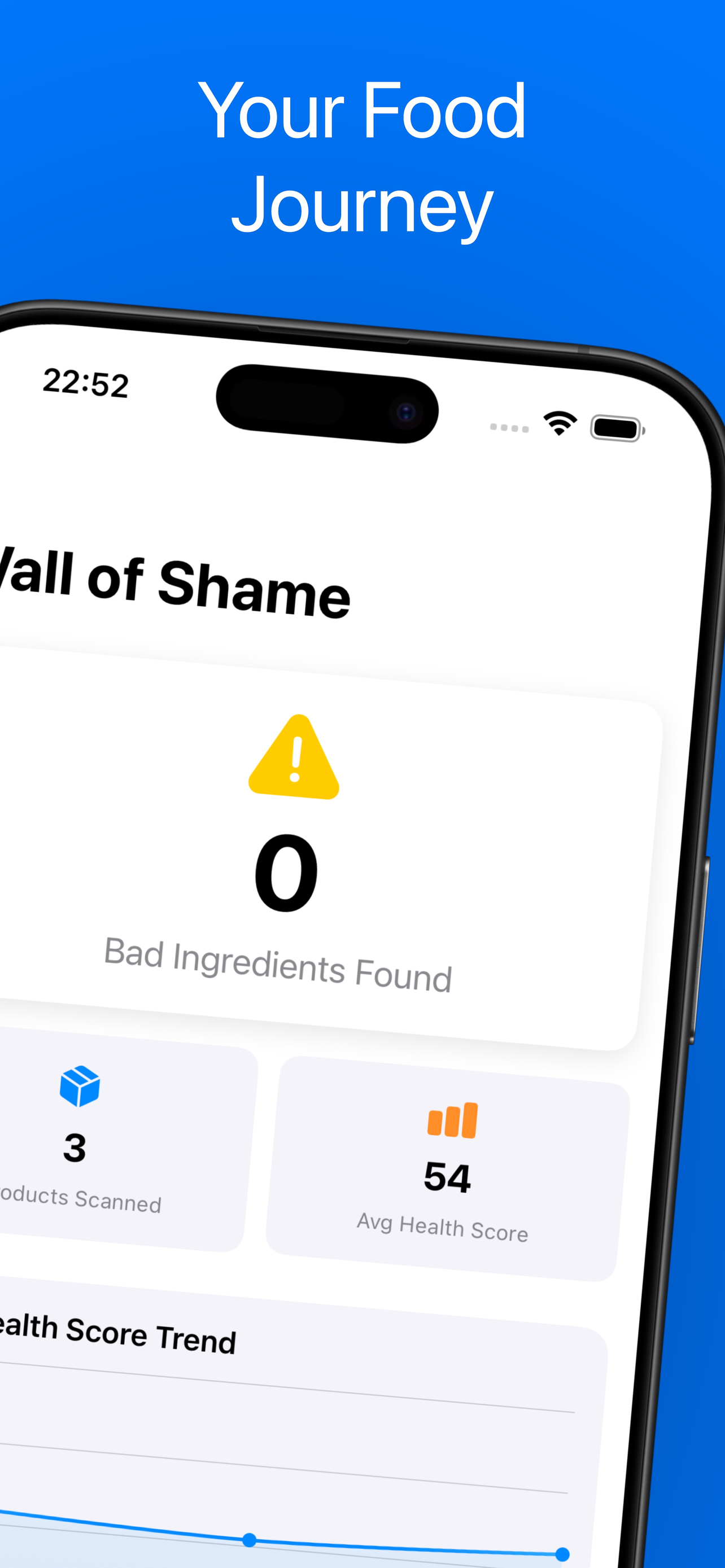 NoJunk app interface showing color-coded ingredient health scores